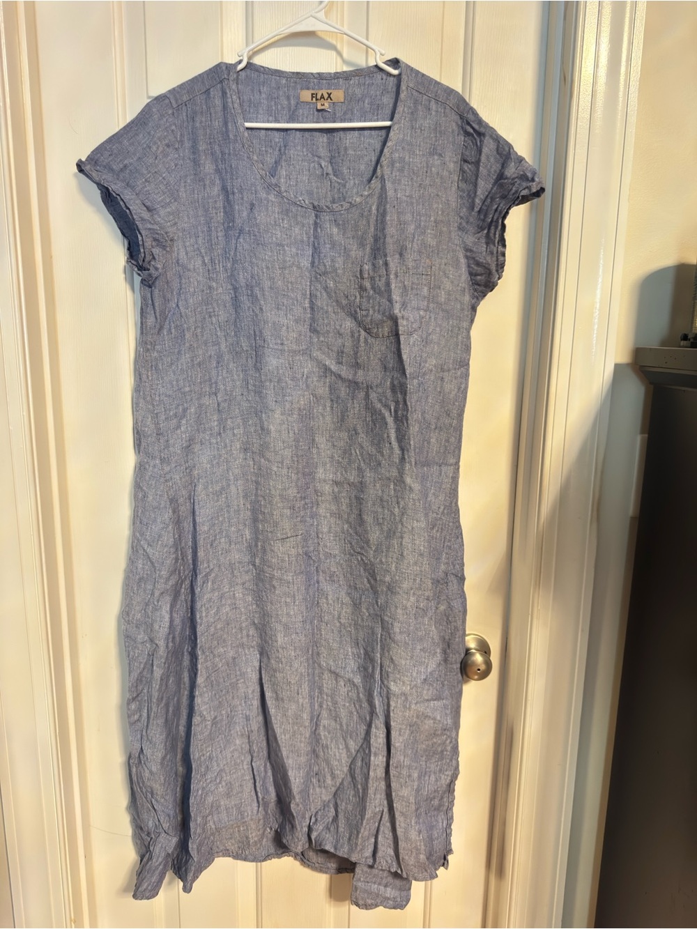 FLAX Short Sleeve Linen Midi Dress. Size Medium. Excellent condition